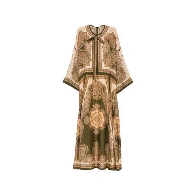Zimmermann Mahon Paisley Print Habutai Silk Maxi Dress In Green