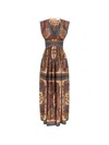 Zimmermann Womens Dark Blue Paisley Mahon Printed Silk Maxi Dress In Brown
