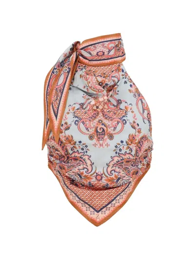 Zimmermann Paisley-print Silk Top In Gray