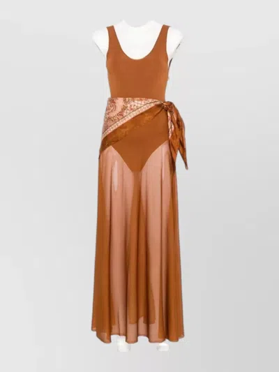 Zimmermann Paisley-print Sleeveless Draped Scarf Maxi Dress In Orange