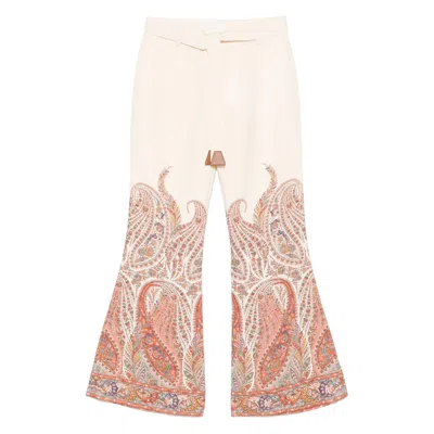 Zimmermann Flared Trousers With Laces And Belt Loops In Neutral