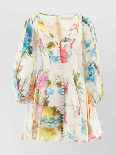 Zimmermann Panelled Floral Print Mini Dress In Multi