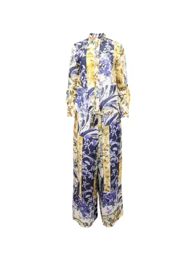 Pre-owned Zimmermann Panelled Floral-print Suit In Neutral