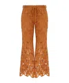 Zimmermann Womens Biscuit Coco Lace Flared Woven Trousers Xs
