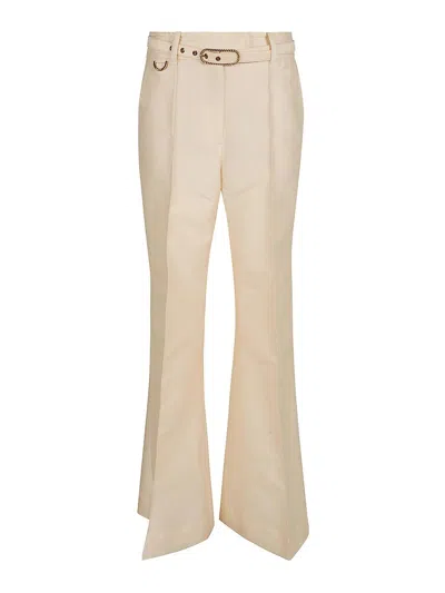 Zimmermann Belted Cotton And Linen-blend Wide-leg Pants In White