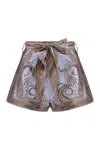 Zimmermann Hypnotic Flat Front Bermuda And Short Purple In Brown