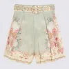 Zimmermann Womens Wallpaper Floral Mint Daylight Tuck Belted Linen Shorts In Multi