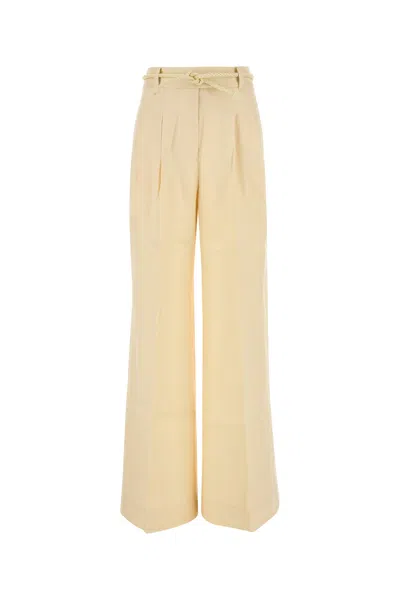 ZIMMERMANN PANTALONE DALLA GAMBA AMPIA ILLUMINATE IN LINO CREMA  DONNA