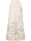 ZIMMERMANN HALLIDAY PALAZZO PANTS IN LINEN WITH FLORAL PRINT