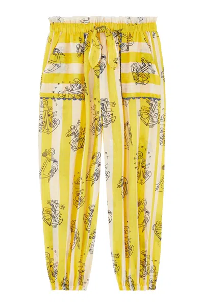 Zimmermann Kids' Pantaloni Con Stampa In Yellow