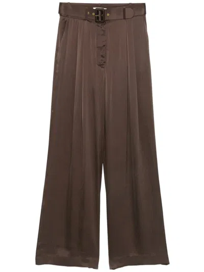 Zimmermann Pantaloni In Seta Con Cintura In Brown