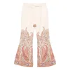 Zimmermann Rhiannon Multicolor Flared Pants With Drawstring Waist And Paisley Print In Cotton Woman In White
