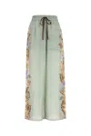 Zimmermann Mint Green Silk Coco Pyjama Pant In Green