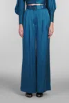 Zimmermann Pleated Silk Wide-leg Pants In Blue