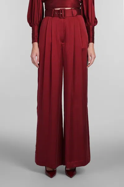 ZIMMERMANN PANTS IN BORDEAUX SILK