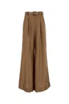 Zimmermann Camel Satin Wide-leg Pant In Brown