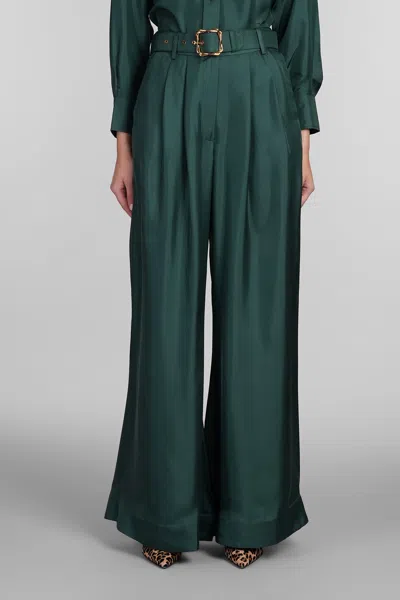 Zimmermann Pants In Green Silk