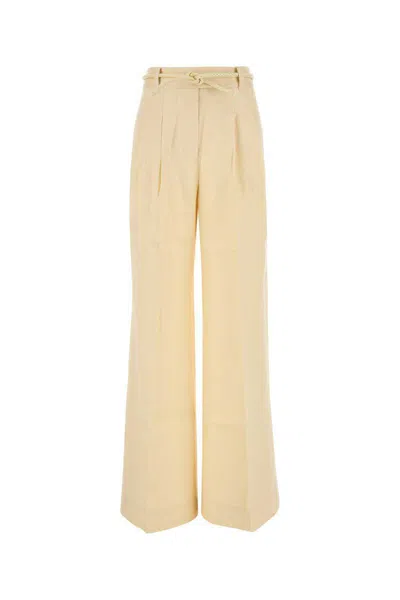 Zimmermann Cream Linen Illuminate Wide-leg Pant In Yellow