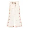 Zimmermann Patience Floral Linen Flared Pants In White