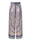 Zimmermann Wanderlust Multicolor Pants With Elastic Drawstring Waist And All-.over Print In Silk Woman In Multi