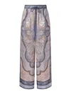 Zimmermann Wanderlust Paisley Relaxed Wide Leg Habutai Silk Drawstring Pants In Multi