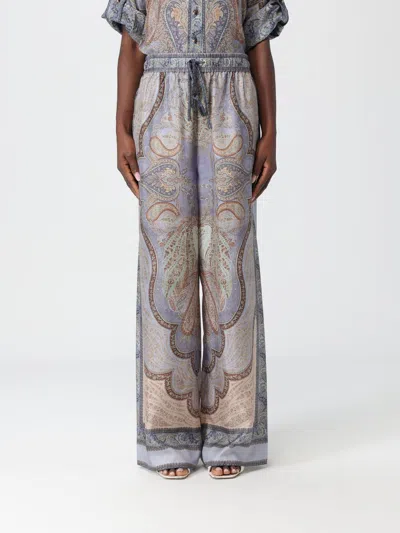 Zimmermann Wanderlust Multicolor Pants With Elastic Drawstring Waist And All-.over Print In Silk Woman