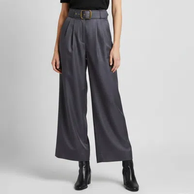 Pre-owned Zimmermann Paradise Navy Sateen Lyrical Pleated Pants Xs In Blue