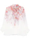 Zimmermann Crush Pleated Floral-print Crepon Blouse In White