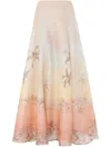 Zimmermann Illuminate Linen And Silk-blend Maxi Skirt
