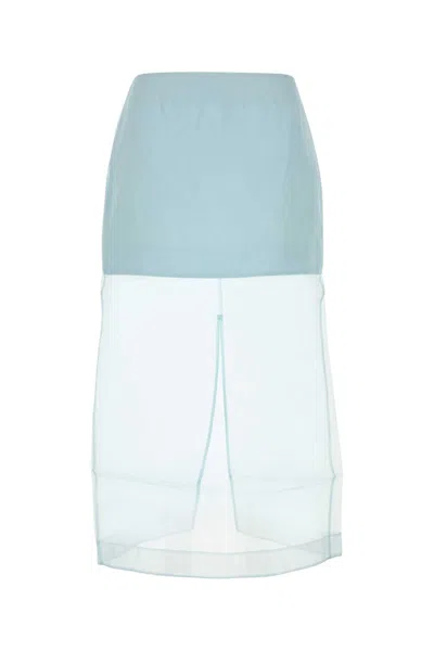 Zimmermann Pastel Light Blue Organza Crush Layered Skirt