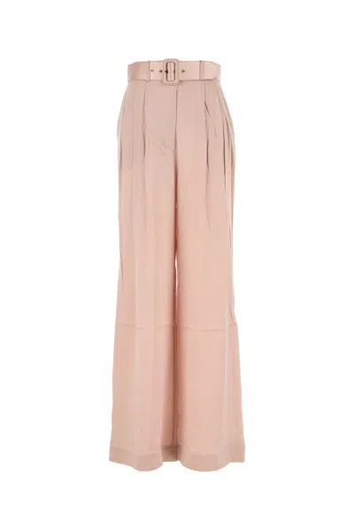 Zimmermann Pastel Pink Silk Wide-leg Tuck Pant