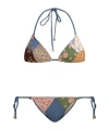 Zimmermann Lucky Patchwork Floral-print Cotton And Chambray Triangle Bikini