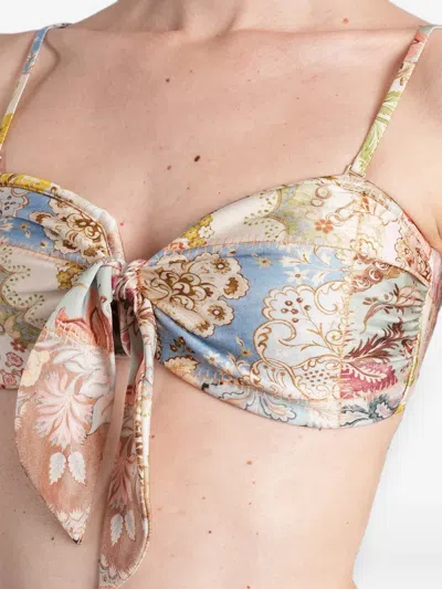 ZIMMERMANN PATCHWORK-PRINT BIKINI TOP