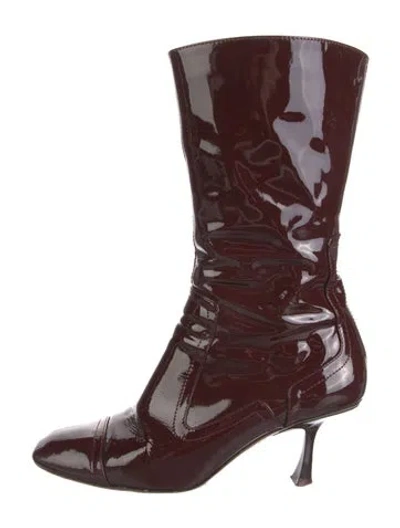 Pre-owned Zimmermann Patent Leather Boots In Burgundy