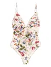 Zimmermann Womens Vanilla Floral Patience Tuck Plunge Floral One-piece Swimsuit In Multi