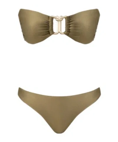 Zimmermann Patience Bandeau Trim Bikini In Brown