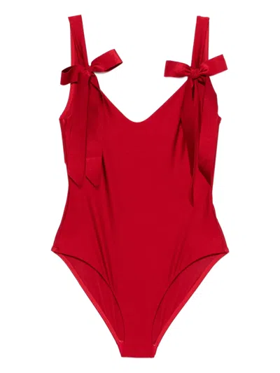 Zimmermann Patience Bow-tie Swimsuit In Red