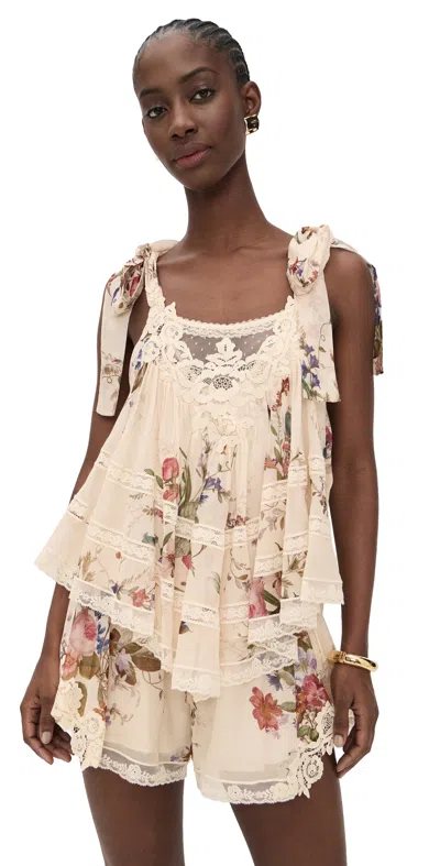 Zimmermann Patience Lace-trimmed Floral-print Cotton And Silk-blend Top In Multi