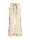 Zimmermann Patience Floral Linen Flared Pants In Neutral