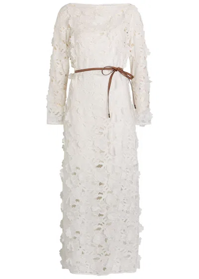Zimmermann Patience Floral-embroidered Cotton Maxi Dress In White