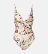Zimmermann Womens Vanilla Floral Patience Tuck Plunge Floral One-piece Swimsuit In White