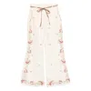 Zimmermann Patience Floral Linen Flared Pants In White