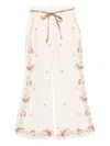 Zimmermann Patience Floral Linen Flared Pants In White