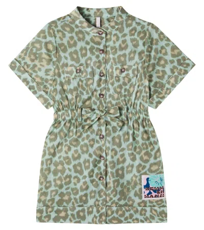 Zimmermann Kids' Patience Leopard-print Cotton Dress In Green