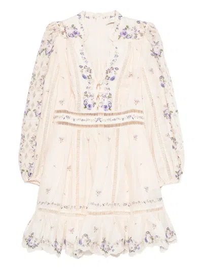 Zimmermann Patience Linen Mini Dress In Neutral