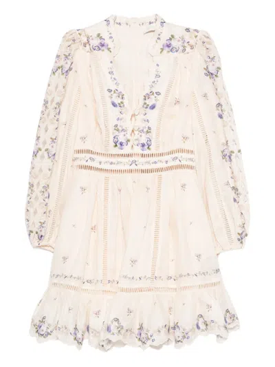 Zimmermann Patience Linen Mini Dress In Neutral