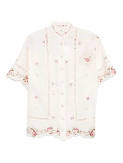 Zimmermann Patience Linen Shirt In Nude