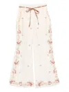 Zimmermann Patience Floral Linen Flared Pants In Sand