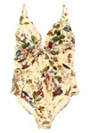 Zimmermann Womens Vanilla Floral Patience Tuck Plunge Floral One-piece Swimsuit In Neutral