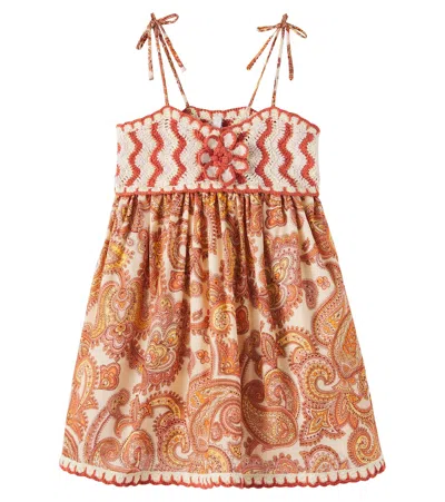 Zimmermann Kids' Patience Paisley Cotton Dress In Brown